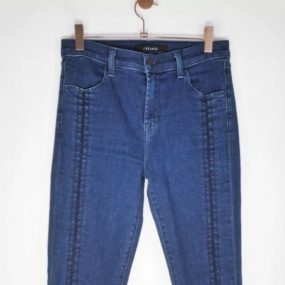 J BRAND HIGH RISE LADDER LACE JEANS 29 CROP EUC